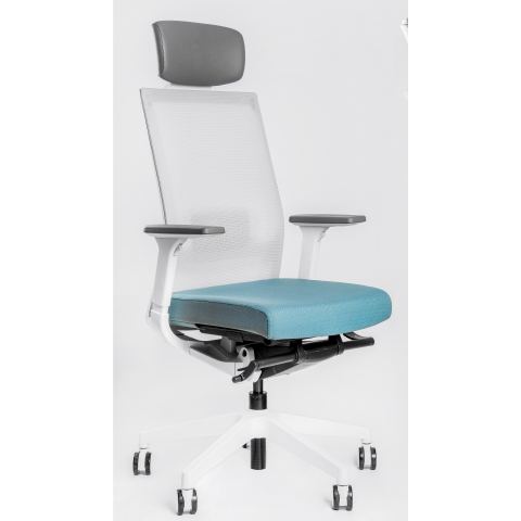 Кресло Falto A-1 AON 11WAL/GY-BL (каркас белый,  спинка серая, сидение синие)