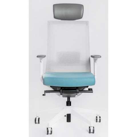 Кресло Falto A-1 AON 11WAL/GY-BL (каркас белый,  спинка серая, сидение синие)