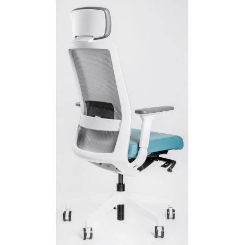 Кресло Falto A-1 AON 11WAL/GY-BL (каркас белый,  спинка серая, сидение синие)