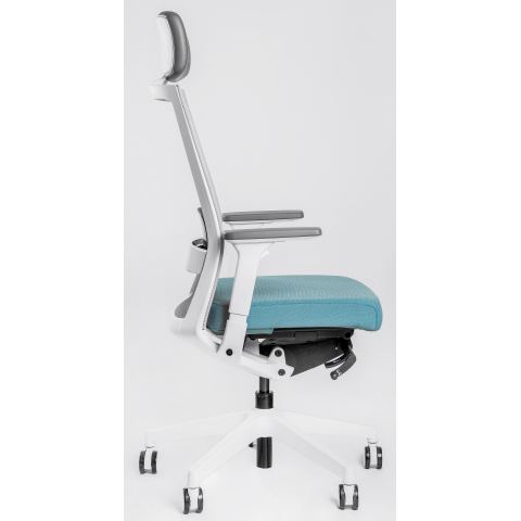 Кресло Falto A-1 AON 11WAL/GY-BL (каркас белый,  спинка серая, сидение синие)