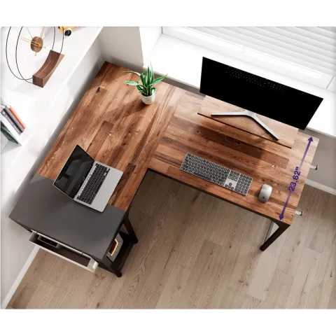 Стол письменный (для компьютера) угловой EUREKA ZX-L150B-RWB с шириной 150 см, Reclaimed Wood