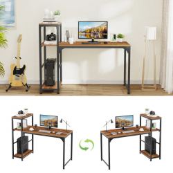 Стол письменный (для компьютера) со стеллажом EUREKA ZX-SH140A-RW с шириной 140 см, Reclaimed Wood