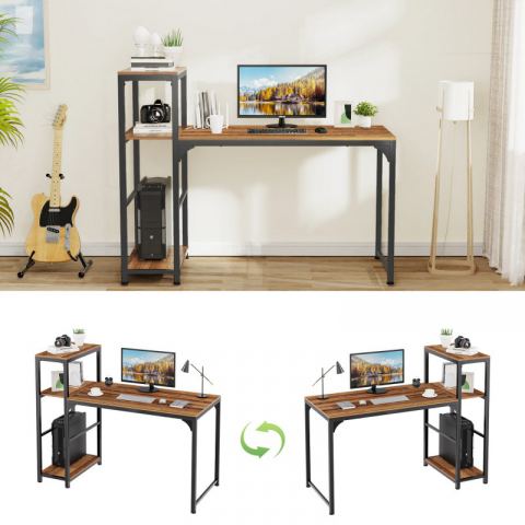 Стол письменный (для компьютера) со стеллажом EUREKA ZX-SH140A-RW с шириной 140 см, Reclaimed Wood