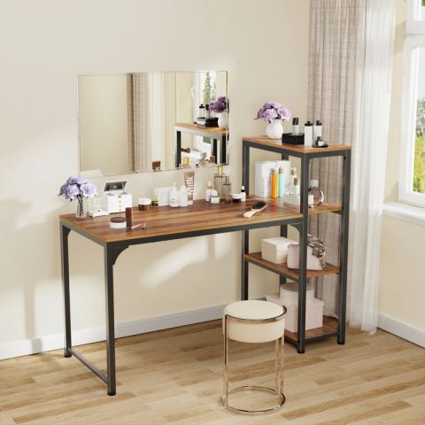 Стол письменный (для компьютера) со стеллажом EUREKA ZX-SH140A-RW с шириной 140 см, Reclaimed Wood